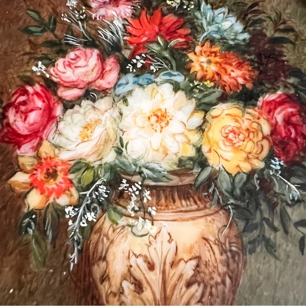 Antique Miniature - Framed Oil Painting a Bouquet of Flowers, circa 1850.